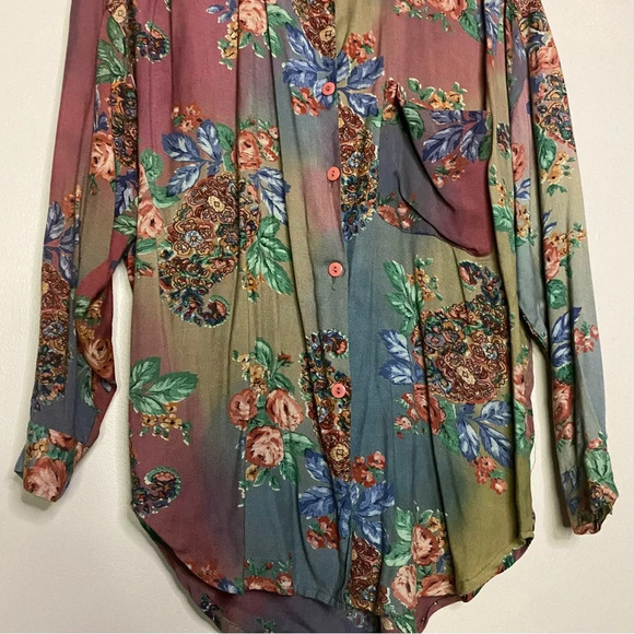 Vintage Floral Blouse size small At Last Studio boho 90s y2k feminine warm tones - Picture 3 of 8